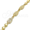 Oro Laminado Fancy Bracelet, Gold Filled Style Owl and Heart Design, Polished, Golden Finish, 03.63.1891.08 (07 MM Thickness, 8 Inches Length)