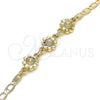 Oro Laminado Fancy Bracelet, Gold Filled Style Flower Design, Polished, Golden Finish, 03.63.1893.08 (04 MM Thickness, 8 Inches Length)