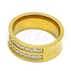 Stainless Steel Multi Stone Ring, with White Cubic Zirconia, Polished, Golden Finish, 01.328.0001.1.12 (Size 12)