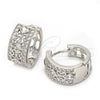 Rhodium Gold Filled Huggie Hoop, Butterfly Design, with White Cubic Zirconia, Polished, Rhodium Finish, 02.210.0136.1.15