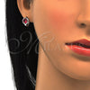 Sterling Silver Huggie Hoop, with Ruby Cubic Zirconia and White Micro Pave, Polished, Rhodium Finish, 02.186.0059.1.12