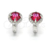 Sterling Silver Huggie Hoop, with Ruby Cubic Zirconia and White Micro Pave, Polished, Rhodium Finish, 02.186.0059.1.12