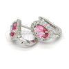 Sterling Silver Huggie Hoop, with White and Ruby Cubic Zirconia, Polished, Rhodium Finish, 02.186.0060.2.15