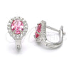 Sterling Silver Huggie Hoop, with White and Ruby Cubic Zirconia, Polished, Rhodium Finish, 02.186.0060.2.15