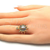 Oro Laminado Multi Stone Ring, Gold Filled Style Turtle Design, with Multicolor Cubic Zirconia, Polished, Golden Finish, 01.210.0066.1.07 (Size 7)