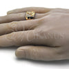 Oro Laminado Mens Ring, Gold Filled Style Crucifix Design, with White Cubic Zirconia, Polished, Golden Finish, 01.283.0001.11 (Size 11)