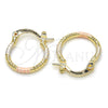 Oro Laminado Small Hoop, Gold Filled Style Diamond Cutting Finish, Tricolor, 02.96.0083.2.15