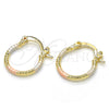 Oro Laminado Small Hoop, Gold Filled Style Diamond Cutting Finish, Tricolor, 02.96.0083.2.15