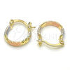 Oro Laminado Small Hoop, Gold Filled Style Diamond Cutting Finish, Tricolor, 02.96.0086.2.15