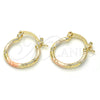 Oro Laminado Small Hoop, Gold Filled Style Diamond Cutting Finish, Tricolor, 02.96.0088.2.15