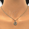 Oro Laminado Pendant Necklace, Gold Filled Style Dolphin Design, with White Cubic Zirconia, Polished, Golden Finish, 04.156.0154.20 (02 MM Thickness, 20 Inches Length)
