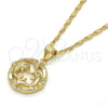 Oro Laminado Pendant Necklace, Gold Filled Style Dolphin Design, with White Cubic Zirconia, Polished, Golden Finish, 04.156.0154.20 (02 MM Thickness, 20 Inches Length)