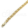 Oro Laminado Fancy Bracelet, Gold Filled Style Flower Design, Diamond Cutting Finish, Golden Finish, 03.100.0049.07 (08 MM Thickness, 7 Inches Length)