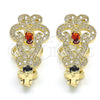 Oro Laminado Huggie Hoop, Gold Filled Style with Garnet and White Cubic Zirconia, Polished, Golden Finish, 02.217.0096.1.15