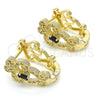 Oro Laminado Huggie Hoop, Gold Filled Style with Black and White Cubic Zirconia, Polished, Golden Finish, 02.217.0096.2.15