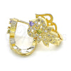Oro Laminado Huggie Hoop, Gold Filled Style with Multicolor Cubic Zirconia, Polished, Golden Finish, 02.217.0093.2.15