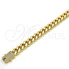 Stainless Steel Basic Necklace, Miami Cuban Design, with White Micro Pave, Polished, Golden Finish, 03.278.0004.30 (10 MM Thickness, 30 Inches Length)