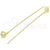 Sterling Silver Threader Earring, with White Cubic Zirconia, Polished, Golden Finish, 02.183.0024