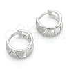 Sterling Silver Huggie Hoop, with White Micro Pave, Polished, Rhodium Finish, 02.332.0030.12