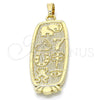 Oro Laminado Fancy Pendant, Gold Filled Style Elephant and Frog Design, Polished, Golden Finish, 05.213.0009