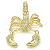 Oro Laminado Fancy Pendant, Gold Filled Style Scorpion Design, with White Crystal, Polished, Golden Finish, 05.213.0013