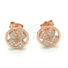 Sterling Silver Stud Earring, with White Micro Pave, Polished, Rose Gold Finish, 02.174.0080.1