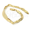 Oro Laminado ID Bracelet, Gold Filled Style Flower Design, Polished, Golden Finish, 03.63.1933.07 (05 MM Thickness, 7 Inches Length)