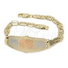 Oro Laminado ID Bracelet, Gold Filled Style Elephant Design, Polished, Tricolor, 03.63.1936.1.07 (05 MM Thickness, 7 Inches Length)
