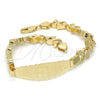 Oro Laminado ID Bracelet, Gold Filled Style Elephant and Owl Design, Polished, Golden Finish, 03.63.1940.08 (08 MM Thickness, 8 Inches Length)