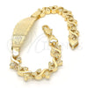 Oro Laminado ID Bracelet, Gold Filled Style Elephant and Owl Design, Polished, Golden Finish, 03.63.1940.08 (08 MM Thickness, 8 Inches Length)