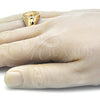 Oro Laminado Mens Ring, Gold Filled Style San Benito Design, with White Cubic Zirconia, Polished, Golden Finish, 01.283.0002.10 (Size 10)