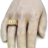 Oro Laminado Mens Ring, Gold Filled Style San Benito Design, with White Cubic Zirconia, Polished, Golden Finish, 01.283.0002.10 (Size 10)