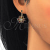 Oro Laminado Leverback Earring, Gold Filled Style with Garnet and White Cubic Zirconia, Polished, Golden Finish, 02.210.0215.2
