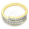 Oro Laminado Multi Stone Ring, Gold Filled Style with White Cubic Zirconia, Polished, Two Tone, 01.210.0068.09 (Size 9)