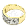 Oro Laminado Multi Stone Ring, Gold Filled Style Butterfly Design, with White Cubic Zirconia, Polished, Two Tone, 01.210.0069.08 (Size 8)