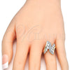 Oro Laminado Multi Stone Ring, Gold Filled Style with White Cubic Zirconia, Polished, Two Tone, 01.210.0074.09 (Size 9)