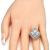 Oro Laminado Multi Stone Ring, Gold Filled Style with White Cubic Zirconia, Polished, Two Tone, 01.210.0056.2.07 (Size 7)