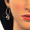Oro Laminado Small Hoop, Gold Filled Style Dolphin Design, Polished, Golden Finish, 02.63.2634.25