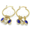 Oro Laminado Small Hoop, Gold Filled Style with Sapphire Blue and White Crystal, Polished, Golden Finish, 02.63.2638.2.25