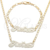 Oro Laminado Necklace and Bracelet, Gold Filled Style Polished, Golden Finish, 06.63.0233