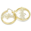 Oro Laminado Medium Hoop, Gold Filled Style Nameplate Design, Polished, Golden Finish, 02.63.2645.40