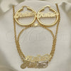 Oro Laminado Necklace, Bracelet and Earring, Gold Filled Style Polished, Golden Finish, 06.63.0238