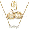Oro Laminado Necklace, Bracelet and Earring, Gold Filled Style Polished, Golden Finish, 06.63.0242