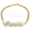 Oro Laminado Fancy Bracelet, Gold Filled Style Nameplate Design, Polished, Golden Finish, 03.63.1973.08 (04 MM Thickness, 8 Inches Length)