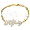 Oro Laminado Fancy Bracelet, Gold Filled Style Nameplate Design, Polished, Golden Finish, 03.63.1974.08 (04 MM Thickness, 8 Inches Length)