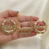 Oro Laminado Necklace, Bracelet and Earring, Gold Filled Style Polished, Golden Finish, 06.63.0249