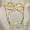 Oro Laminado Necklace, Bracelet and Earring, Gold Filled Style Polished, Golden Finish, 06.63.0250