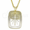 Oro Laminado Religious Pendant, Gold Filled Style Cross Design, Polished, Golden Finish, 05.09.0068