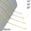Oro Laminado Basic Necklace, Gold Filled Style Rolo Design, Polished, Golden Finish, 04.09.0170.20 (20 Inches Length)