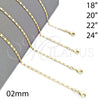 Oro Laminado Basic Necklace, Gold Filled Style Polished, Golden Finish, 04.213.0031.24 (02 MM Thickness, 24 Inches Length)